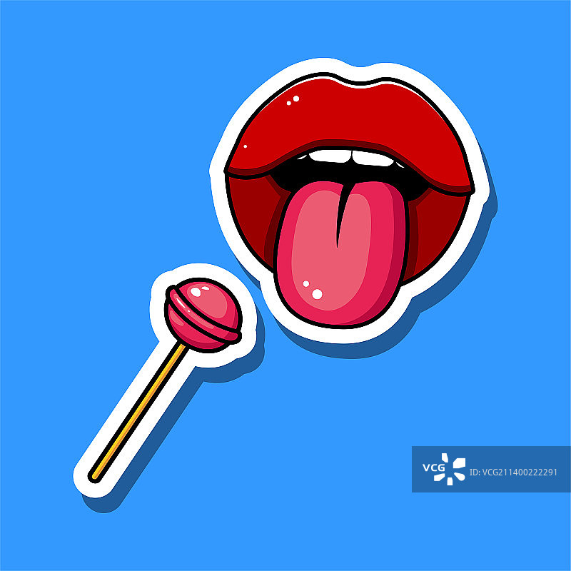 红色吐舌大嘴贴纸图片素材