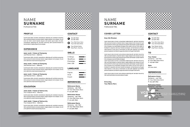 专业简历模板设计布局图片素材