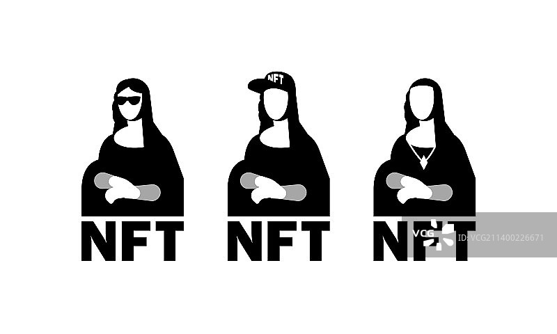 黑白蒙娜丽莎NFT艺术收藏图片素材