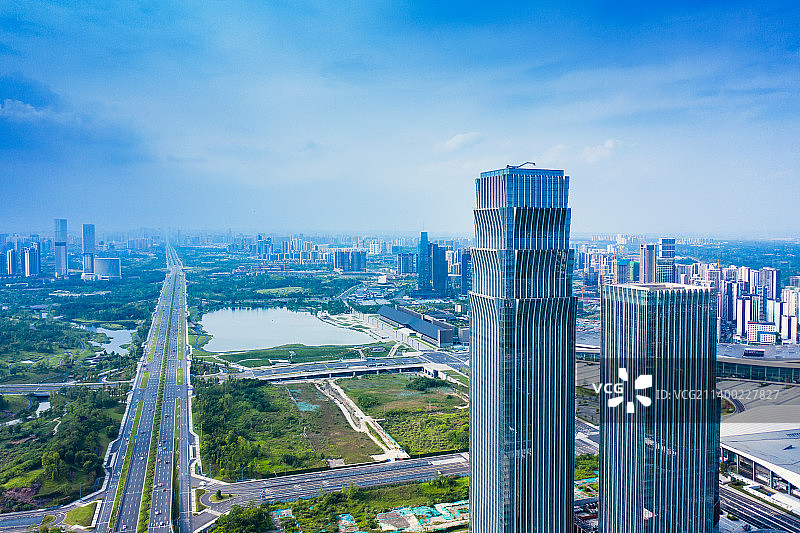 成都天府新区城市航拍图片素材