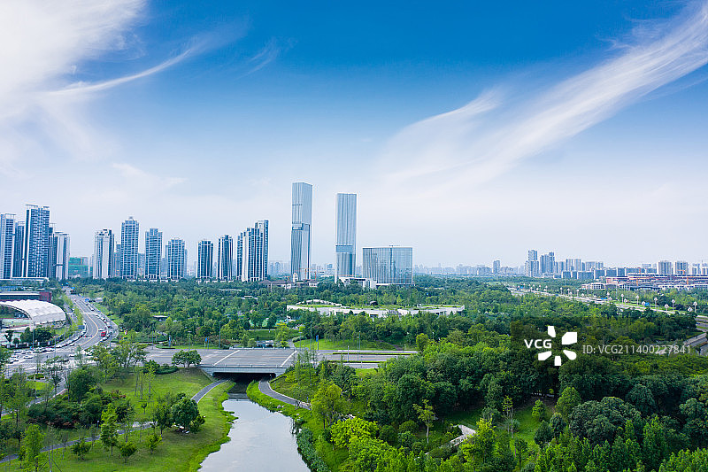 成都天府新区城市航拍图片素材