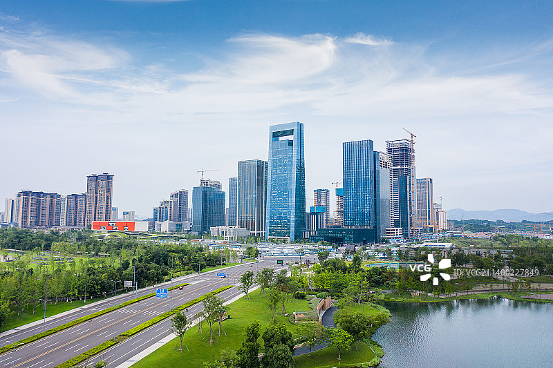 成都天府新区城市航拍图片素材
