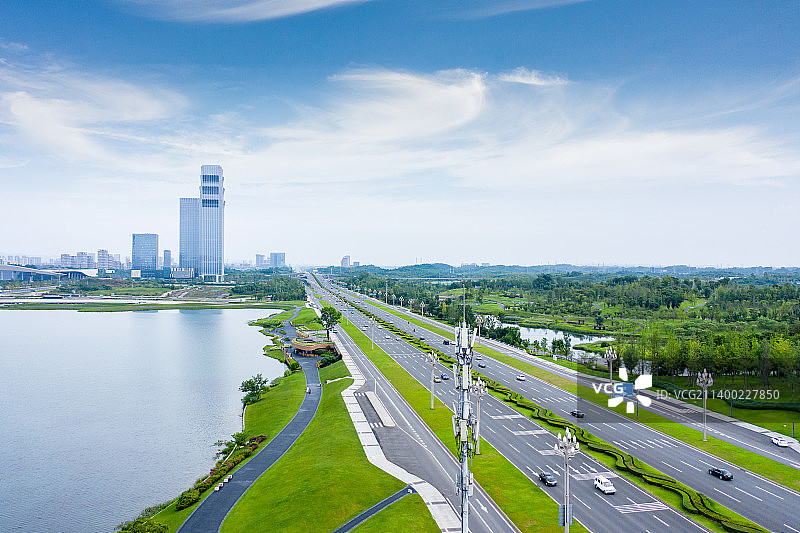 成都天府新区城市航拍图片素材