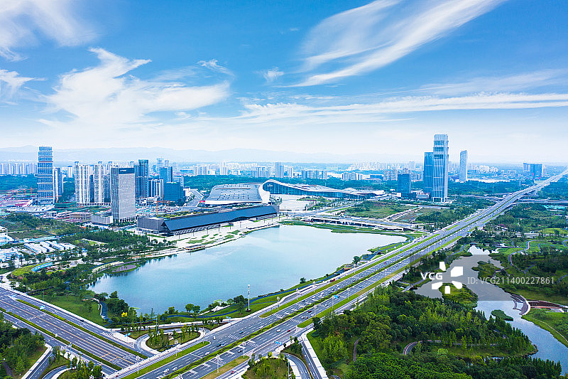 成都天府新区城市航拍图片素材