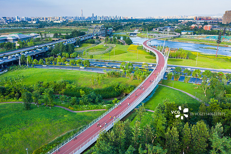 成都公园城市景观航拍图片素材