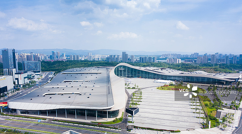 成都天府新区西博城航拍图片素材