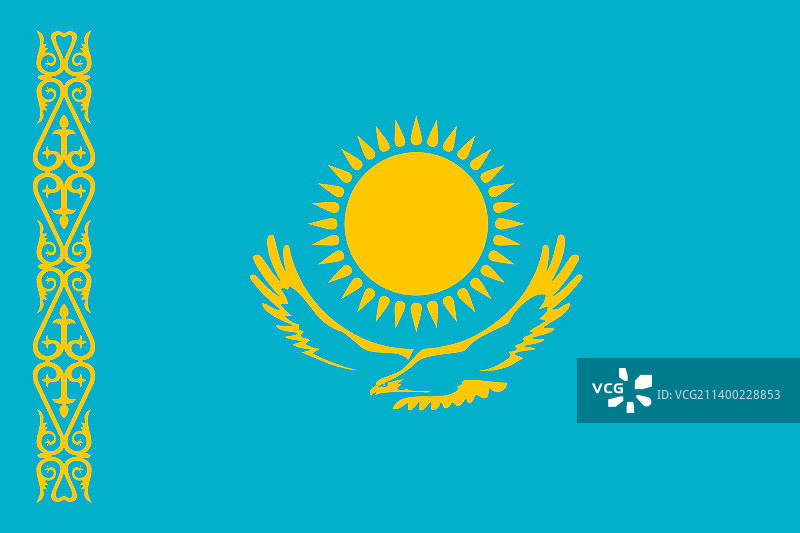 哈萨克斯坦国旗（扁平风格）图片素材