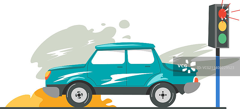 车祸或交通事故损坏的交通信号灯图片素材