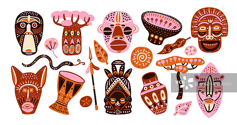 非洲元素民族图腾面孔传统图片素材