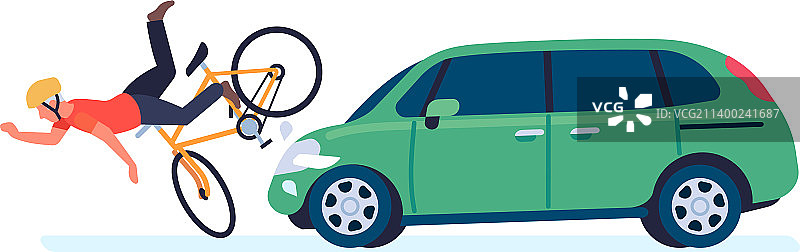 汽车撞倒骑自行车的人交通事故图片素材