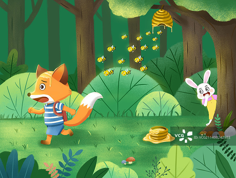 狐狸被蜜蜂追图片素材