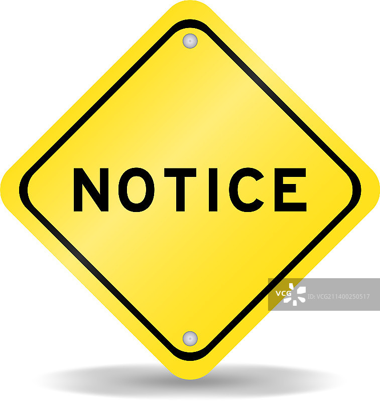 带有“注意”字样的黄色交通标志图片素材