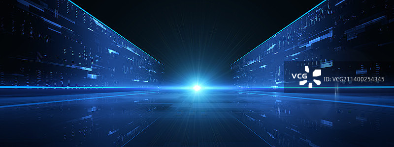 三维科技渲染的蓝色科技背景图片素材