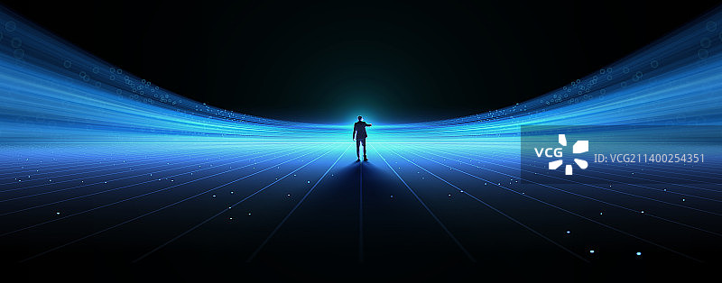 三维渲染的蓝色科技背景图片素材