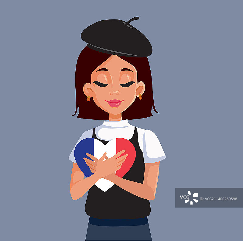 手持国旗的法国女人图片素材