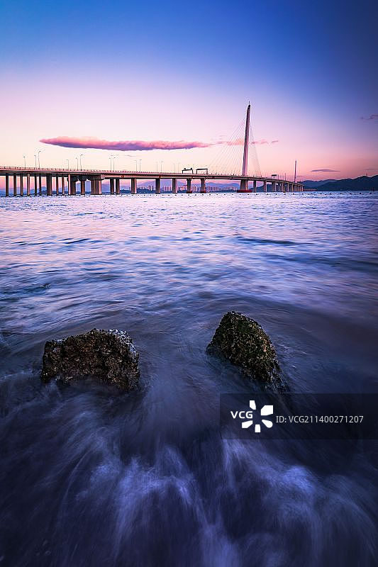 深圳湾大桥日落图片素材