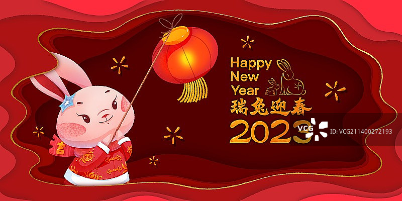 兔年2023年春节海报吉祥物图片素材