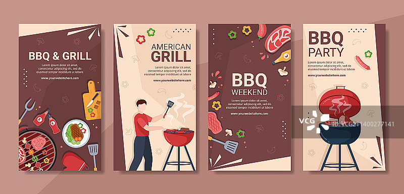 烧烤社交媒体故事模板图片素材