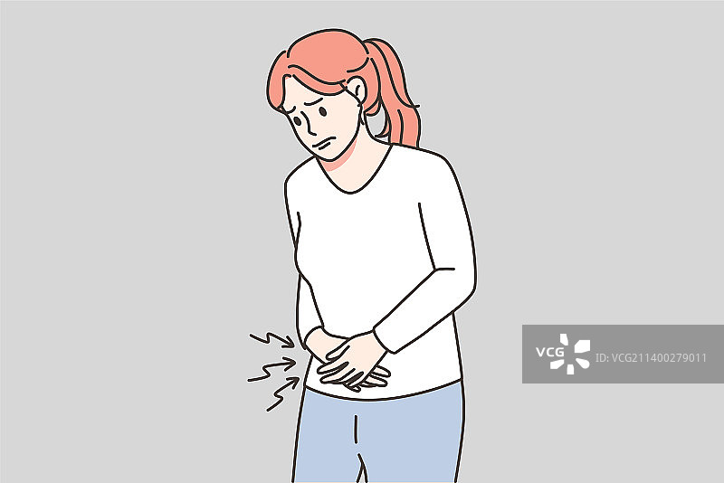 经期疼痛的身体不适的女人图片素材