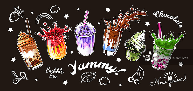 珍珠奶茶海报冰咖啡杯奶昔图片素材