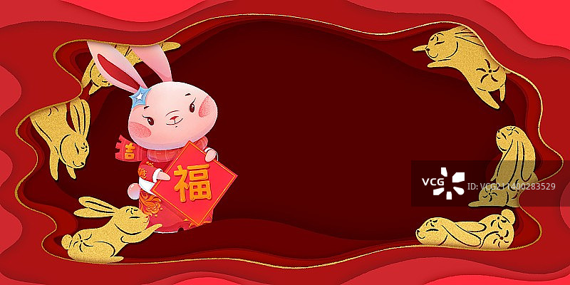 兔年2023年春节海报吉祥物图片素材