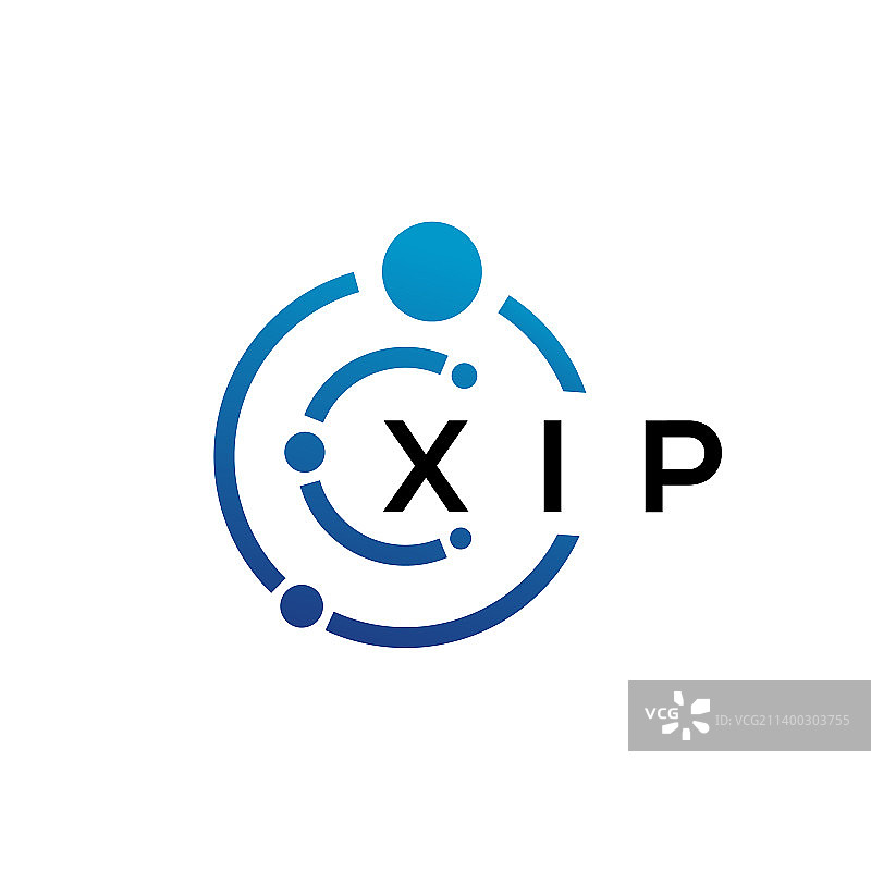 白色背景上的XIP字母科技标志设计图片素材