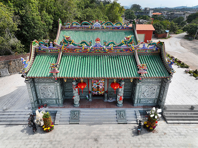 广东省惠州市惠东县白花联丰村胡法旺公祠航拍图片素材