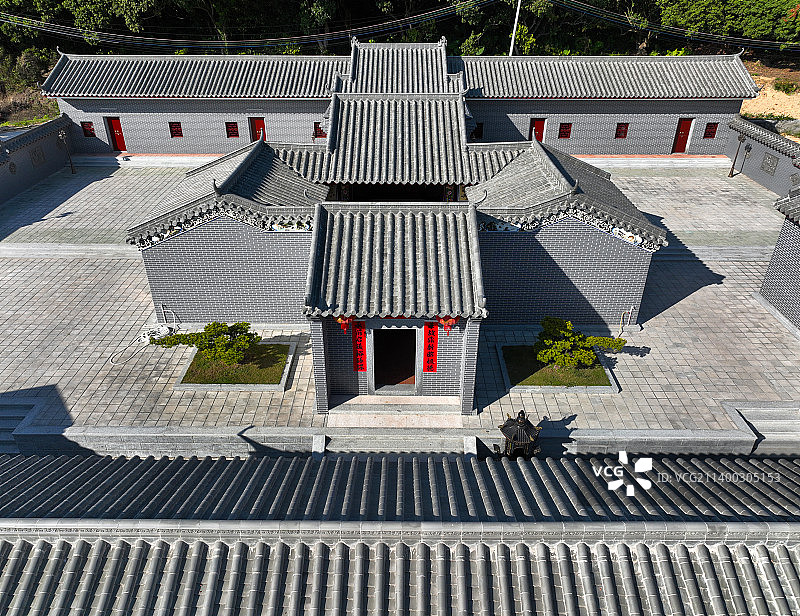 广东省惠州市惠阳区古屋三省堂围屋航拍图片素材