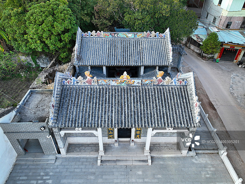 广东省惠州市惠阳区秋长西湖村方氏宗祠航拍图片素材