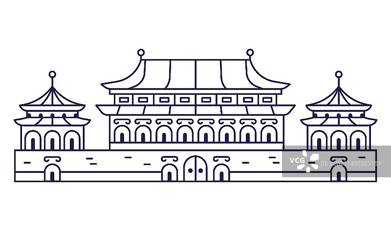 紫禁城宫殿建筑线性艺术图片素材