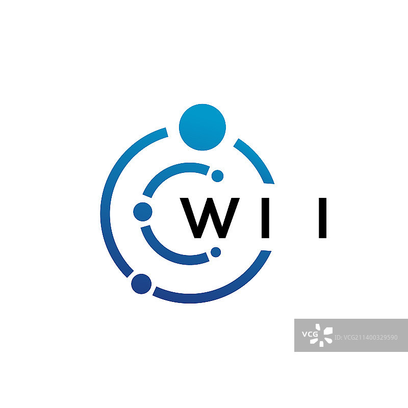 白色背景上的Wii字母科技标志设计图片素材