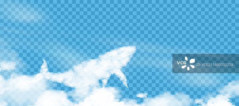 鲸鱼形状的蓬松云朵飞向天空图片素材