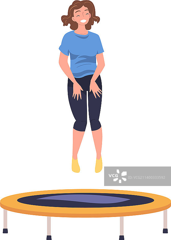 兴奋的女人角色在蹦跳图片素材