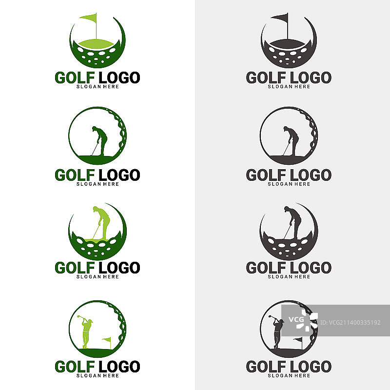 高尔夫俱乐部标志标签和徽章合集图片素材