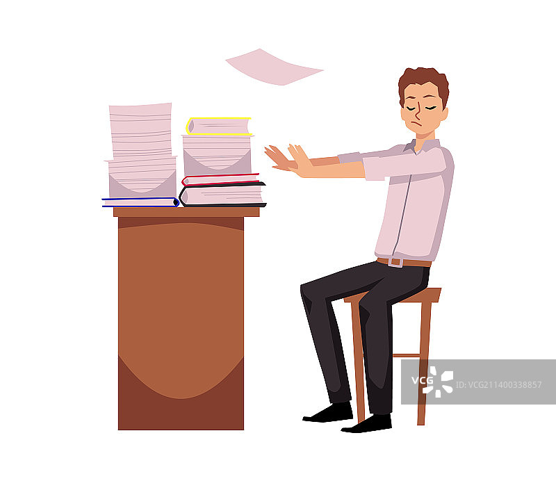 不想工作的扁平卡通商务人士图片素材