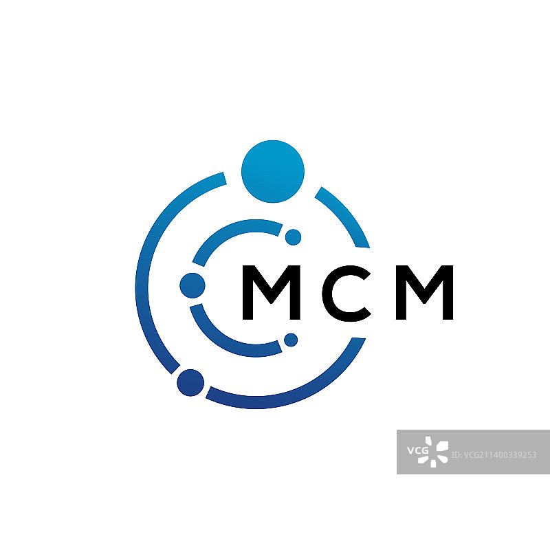 白色背景上的MCM字母科技logo设计图片素材