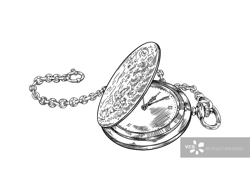 手绘复古怀表图片素材