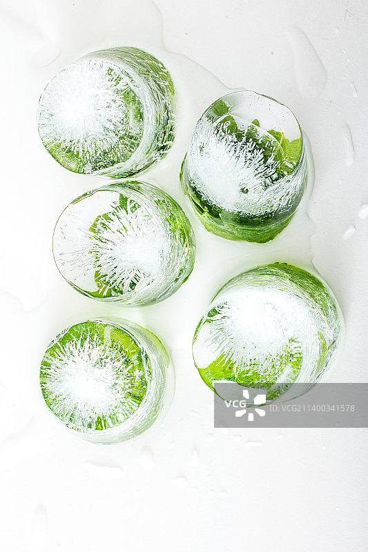 冰冻绿色清凉薄荷叶图片素材