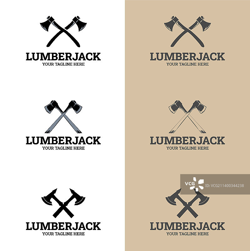 伐木工人标志木工交叉斧头标志图片素材