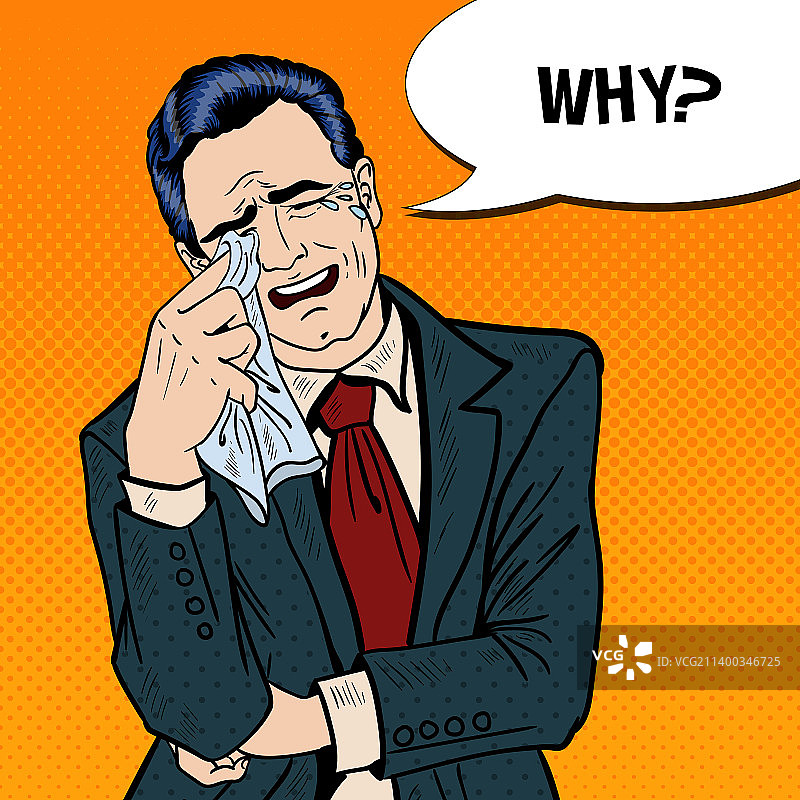 波普艺术哭泣的商人用钱擦眼泪图片素材