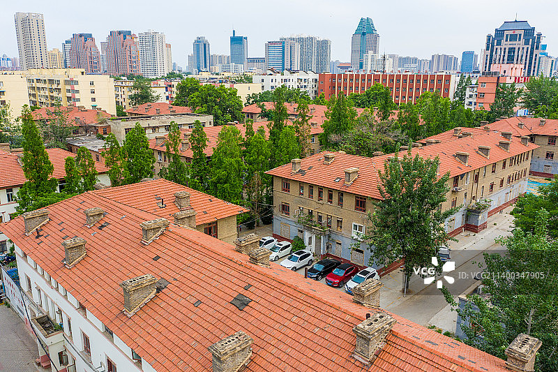 航拍河南郑州国棉厂生活区苏式建筑群小洋楼 郑州纺织工业历史文化街区图片素材