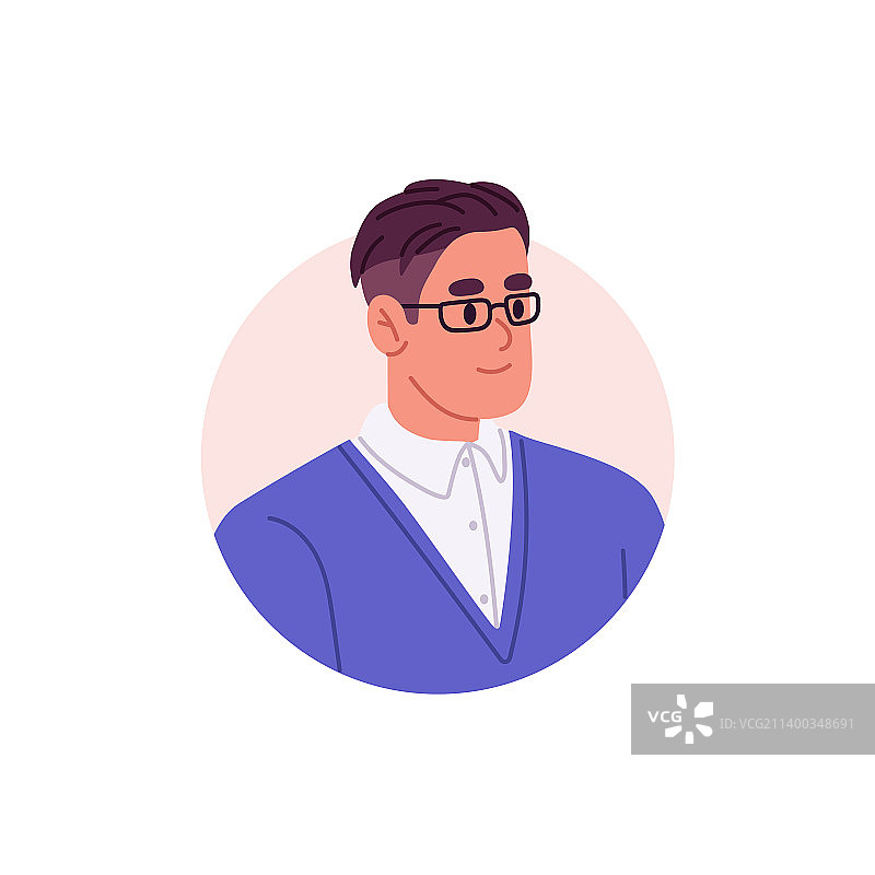 戴眼镜的睿智商务人士面部特写图片素材