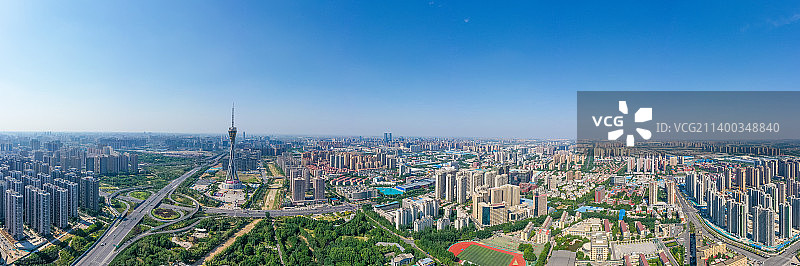 航拍河南郑州中原福塔全景图 河南广播电视塔图片素材