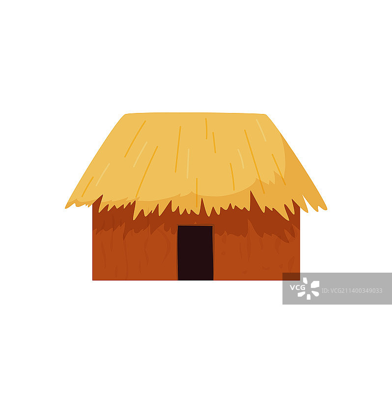 茅草屋顶小村庄小屋图片素材