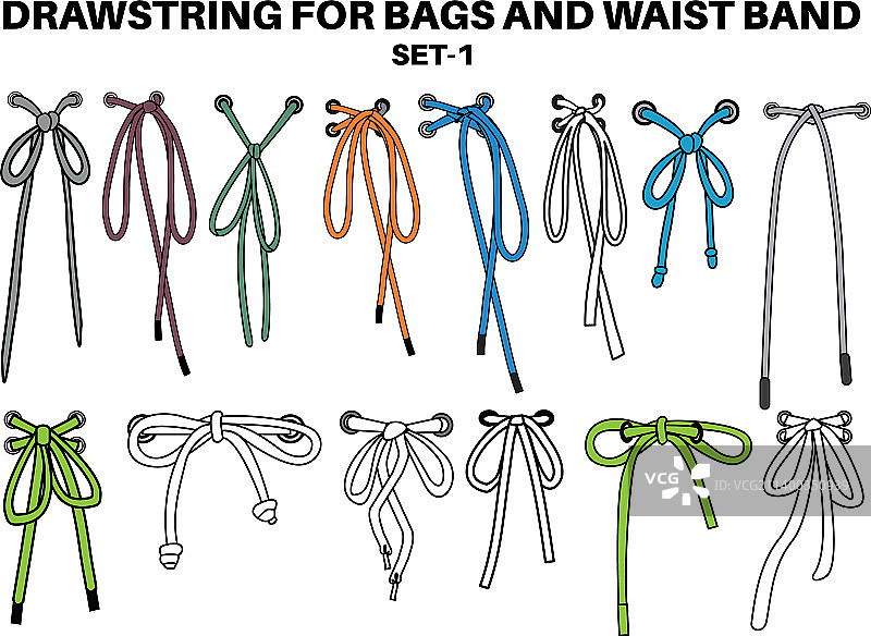 抽绳蝴蝶结扁平风格草图图片素材