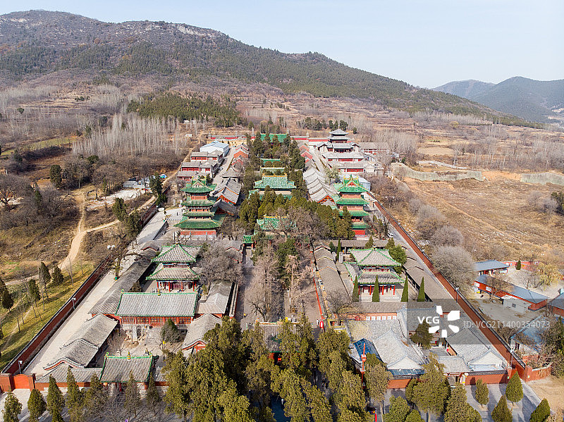 航拍河南郑州登封嵩山少林寺图片素材