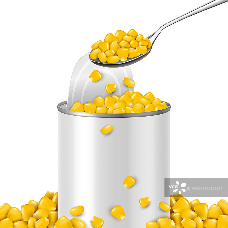 逼真细致的3D有机罐头玉米图片素材