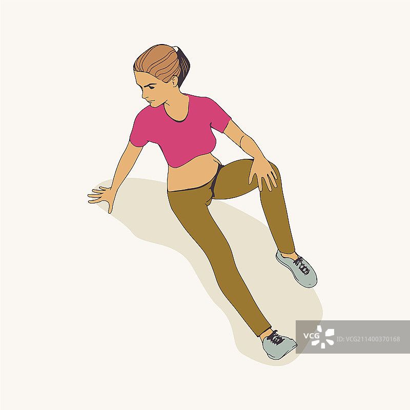 休闲运动装扮的坐着的女人图片素材