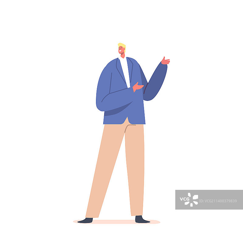 穿蓝色西装的男性角色图片素材