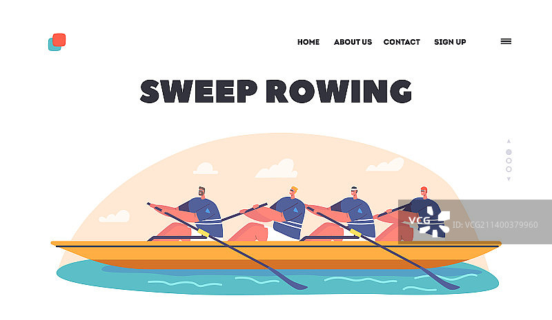 赛艇着陆页模板：四名运动员图片素材